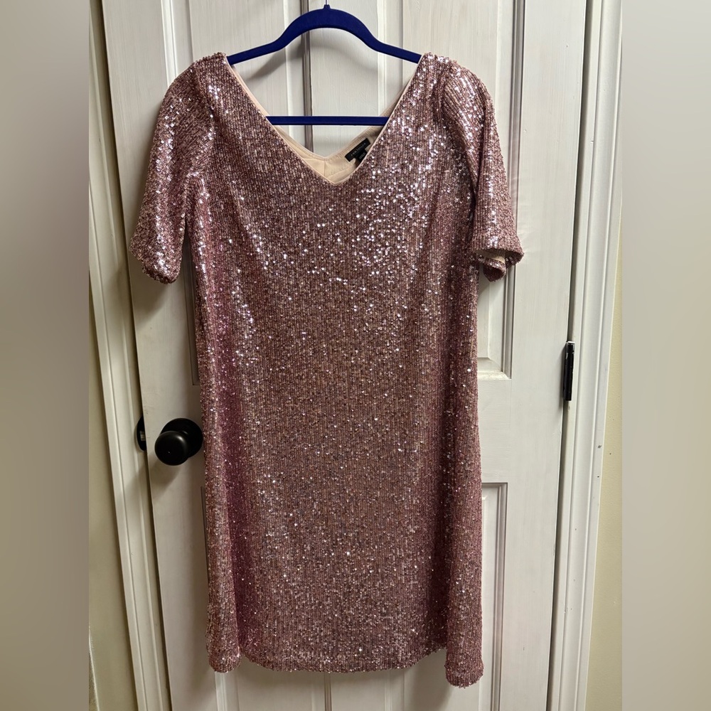 Ann Taylor Rose Sequin Midi Dress